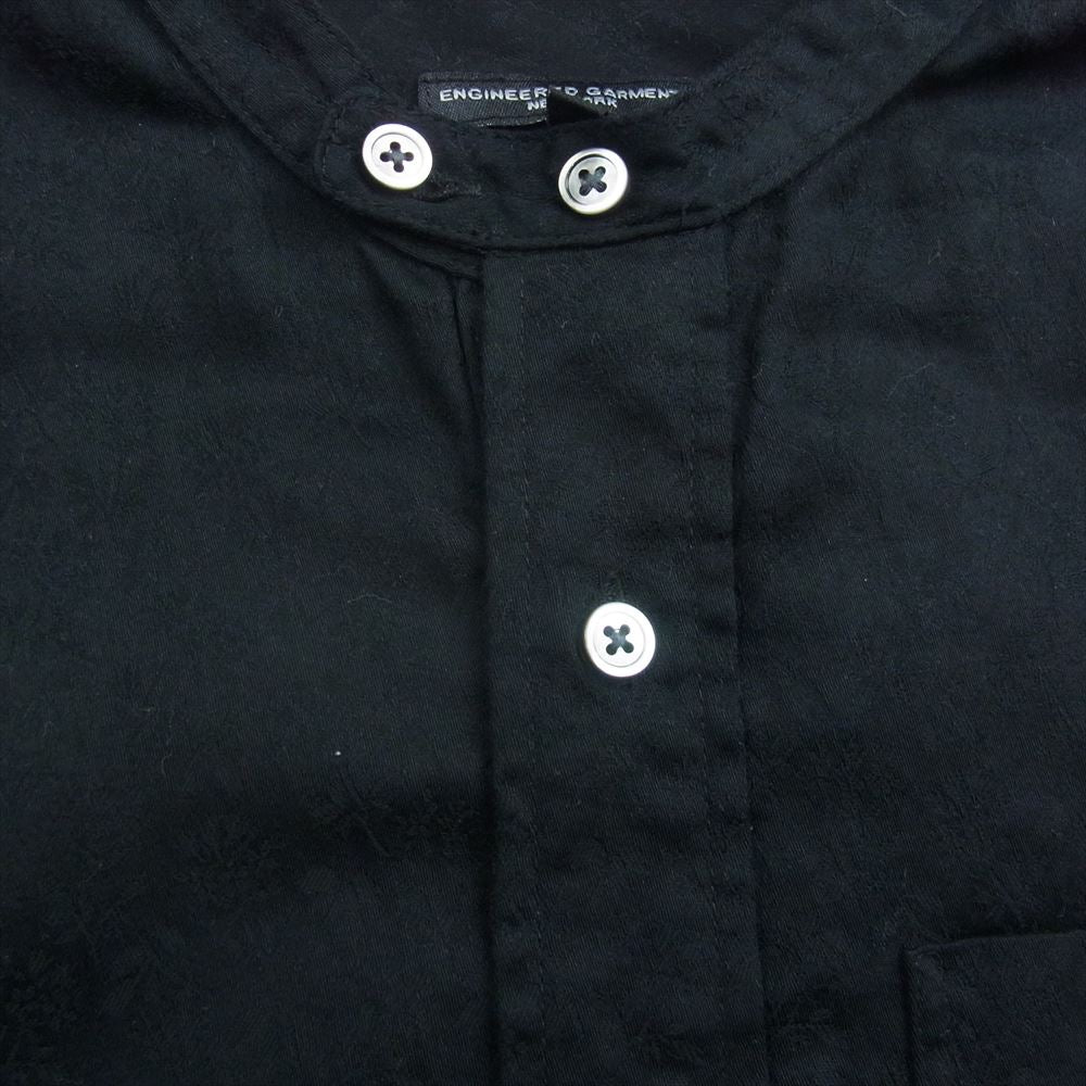 Engineered Garments エンジニアードガーメンツ ハーフボタン 刺繍総柄 ノーカラー プルオーバー 長袖 シャツ ブラック系 S【中古】