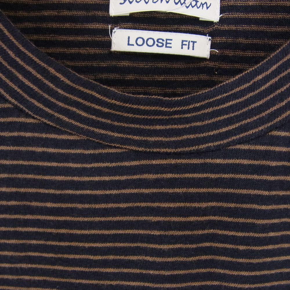 スティーブンアラン LOOSE FIT BORDER TEE ルーズフィット ボーダー Tシャツ ブラウン系 M【中古】