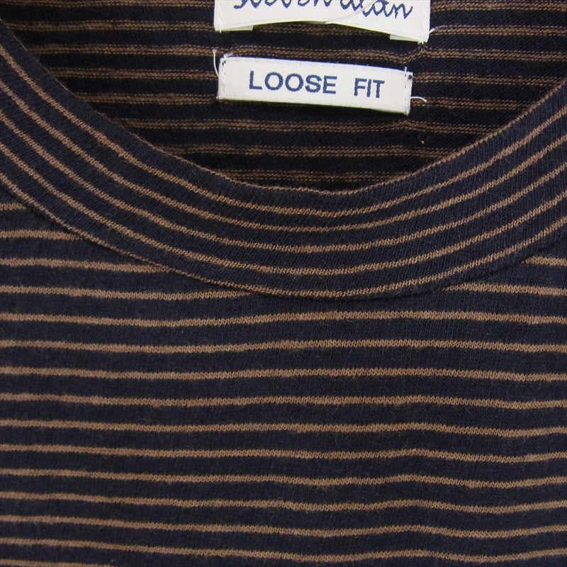 スティーブンアラン LOOSE FIT BORDER TEE ルーズフィット ボーダー Tシャツ ブラウン系 M【中古】