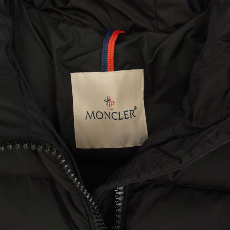 MONCLER モンクレール E20934937085 TALEV ロゴワッペン フード付き レザー切替 ダウン コート ジャケット ブラック系  0 【中古】