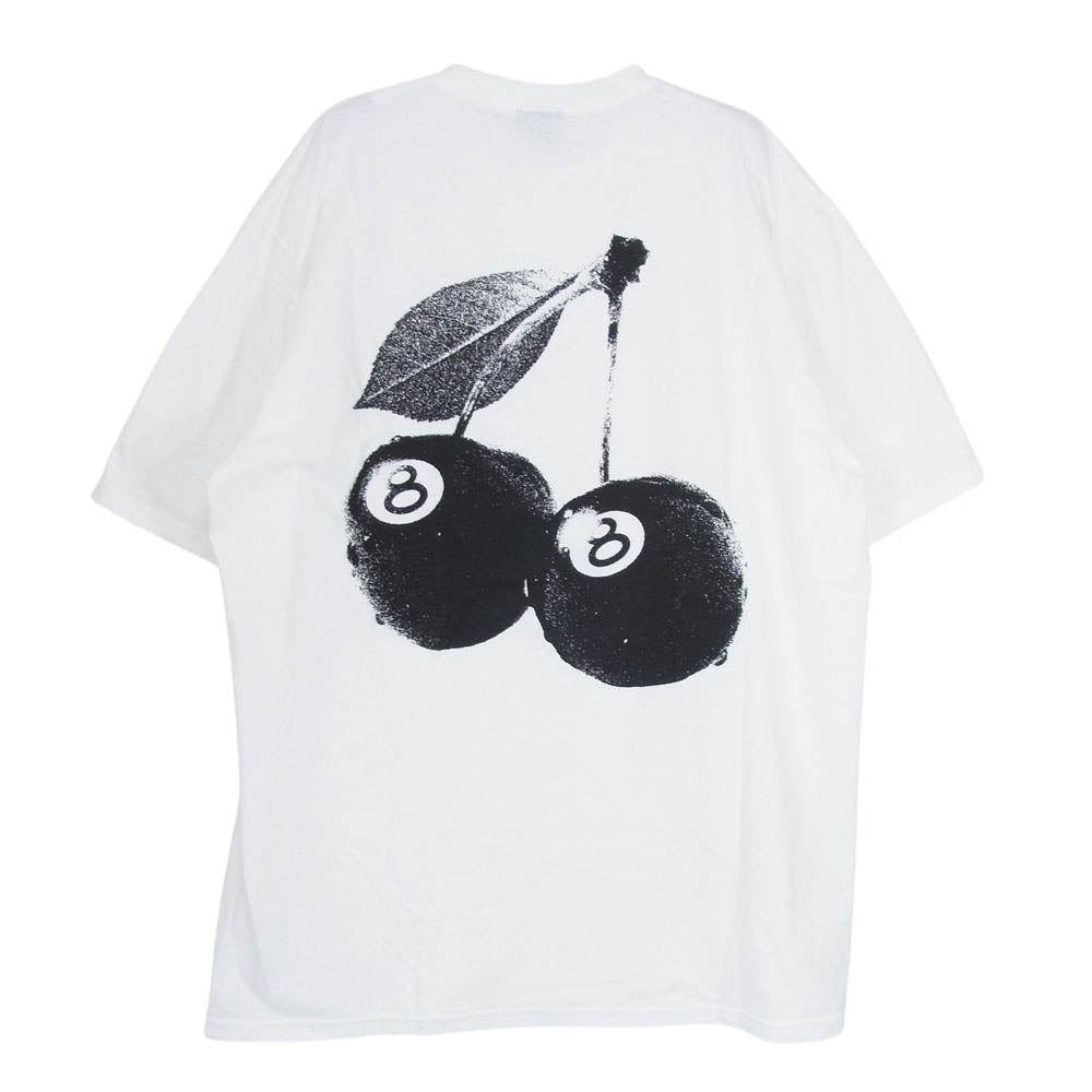 STUSSY ステューシー CHERRIES TEE 8ボール チェリー プリント 半袖 Tシャツ ホワイト系 M【美品】【中古】