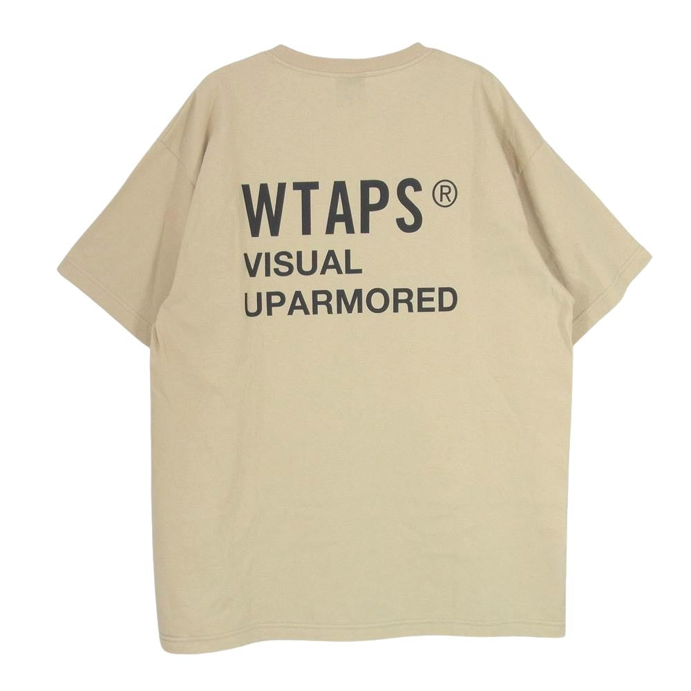 WTAPS ダブルタップス FORTLESS ロゴ 丸首 クルーネック 半袖 Tシャツ ベージュ系 2【美品】【中古】