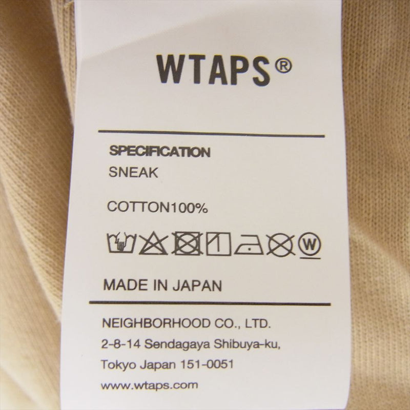 WTAPS ダブルタップス FORTLESS ロゴ 丸首 クルーネック 半袖 Tシャツ ベージュ系 2【美品】【中古】