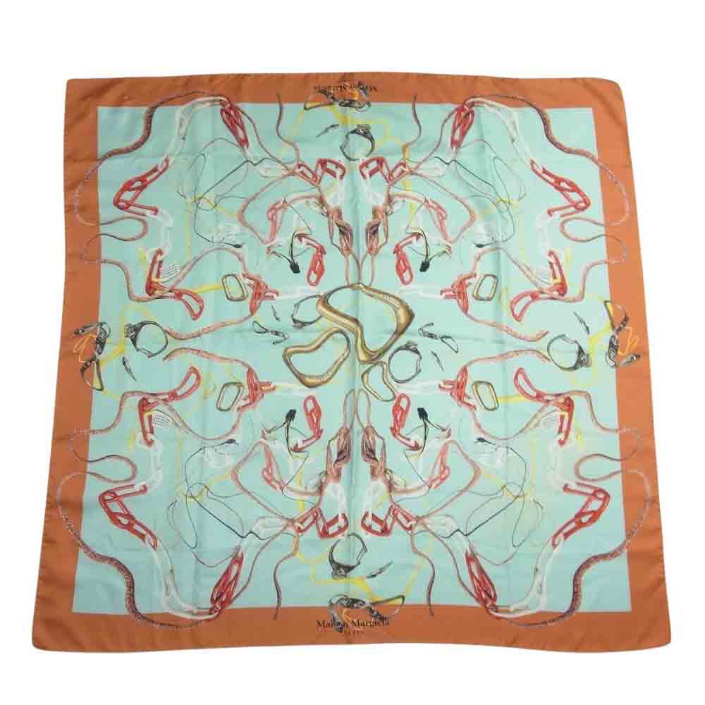 MAISON MARGIELA メゾンマルジェラ SILK SCARF シルク チェーンプリント 総柄 四つタグ ロゴ スカーフ マルチカラー系【中古】