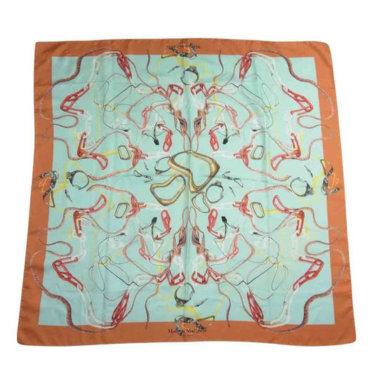 MAISON MARGIELA メゾンマルジェラ SILK SCARF シルク チェーンプリント 総柄 四つタグ ロゴ スカーフ マルチカラー系【中古】