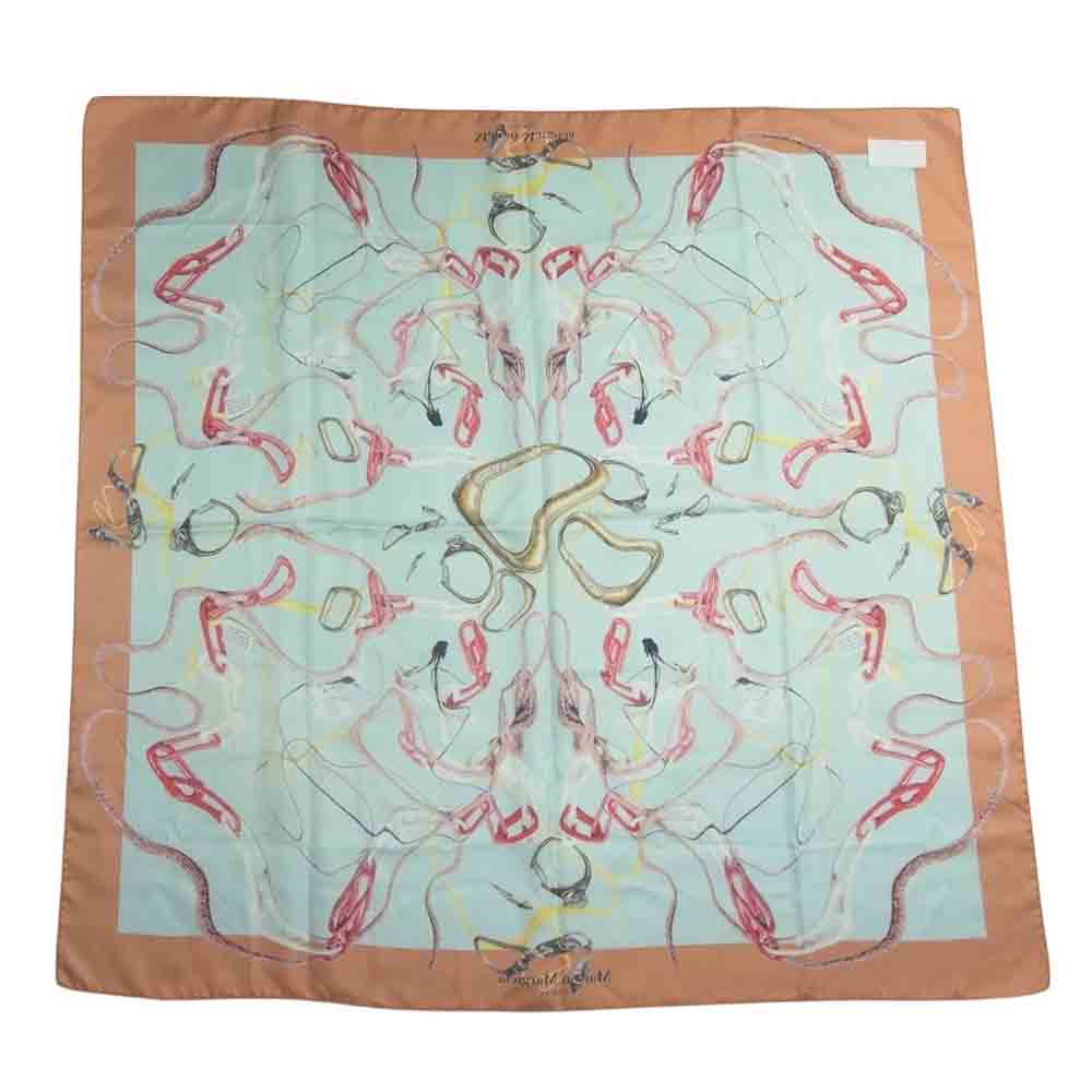 MAISON MARGIELA メゾンマルジェラ SILK SCARF シルク チェーンプリント 総柄 四つタグ ロゴ スカーフ マルチカラー系【中古】