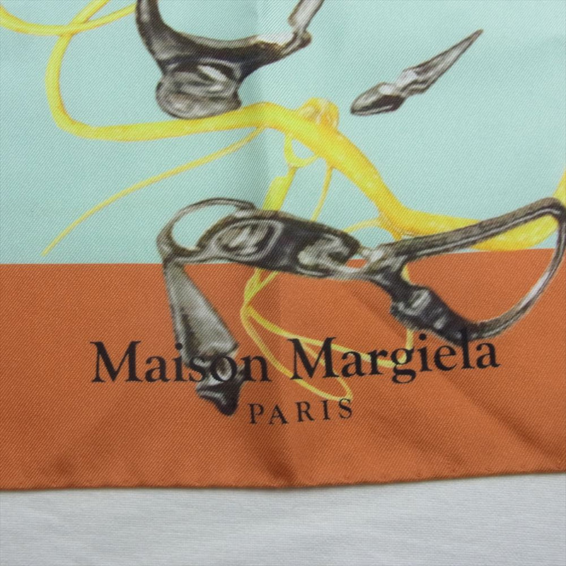 MAISON MARGIELA メゾンマルジェラ SILK SCARF シルク チェーンプリント 総柄 四つタグ ロゴ スカーフ マルチカラー系【中古】