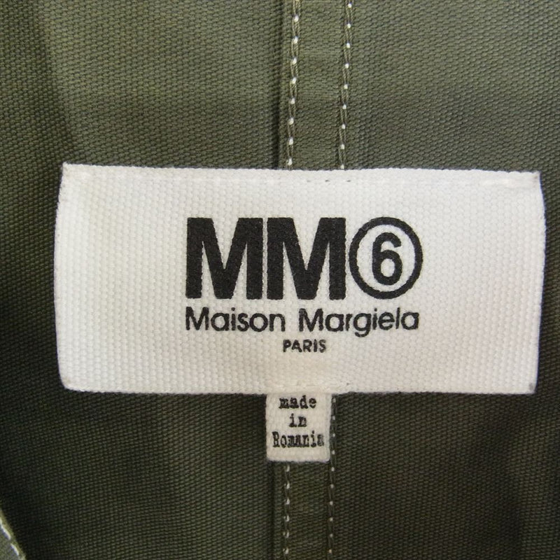 MAISON MARGIELA メゾンマルジェラ 18SS S52AH0008 MM6 エムエムシックス オーバーサイズ ショートスリーブ ミリタリーコート シャツ ジャケット カーキ系 38【中古】