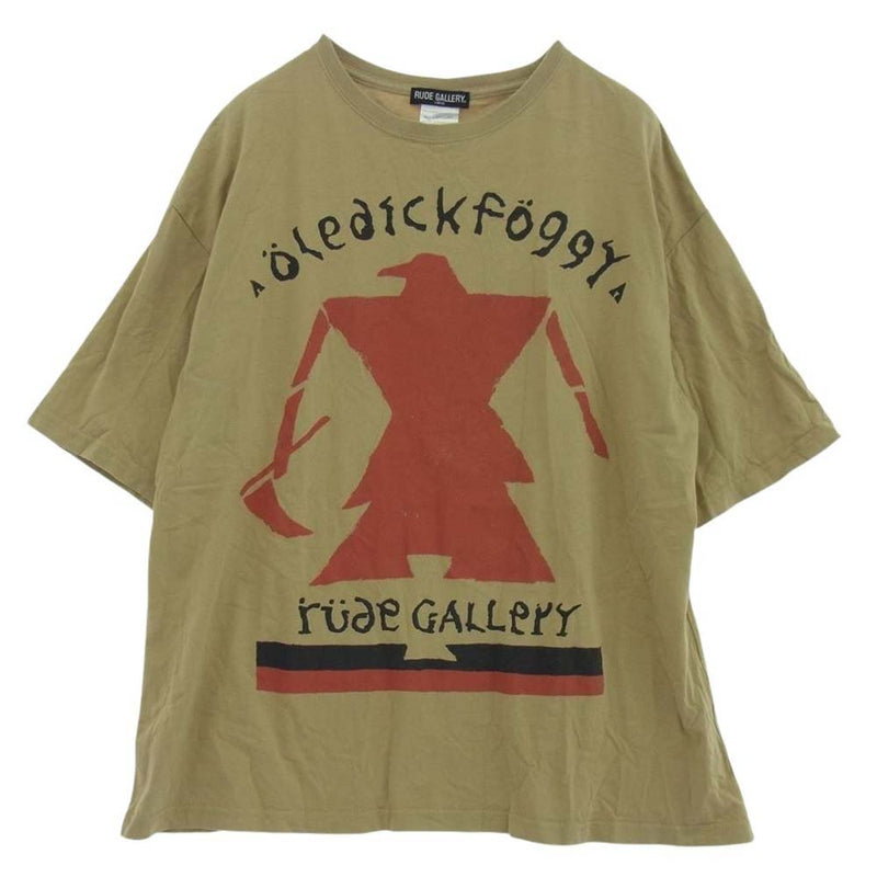 RUDE GALLERY ルードギャラリー × OLEDICKFOGGY ART WORK BY CULTRA TEE アート ワーク プリント 半袖 Tシャツ ベージュ系 L【中古】