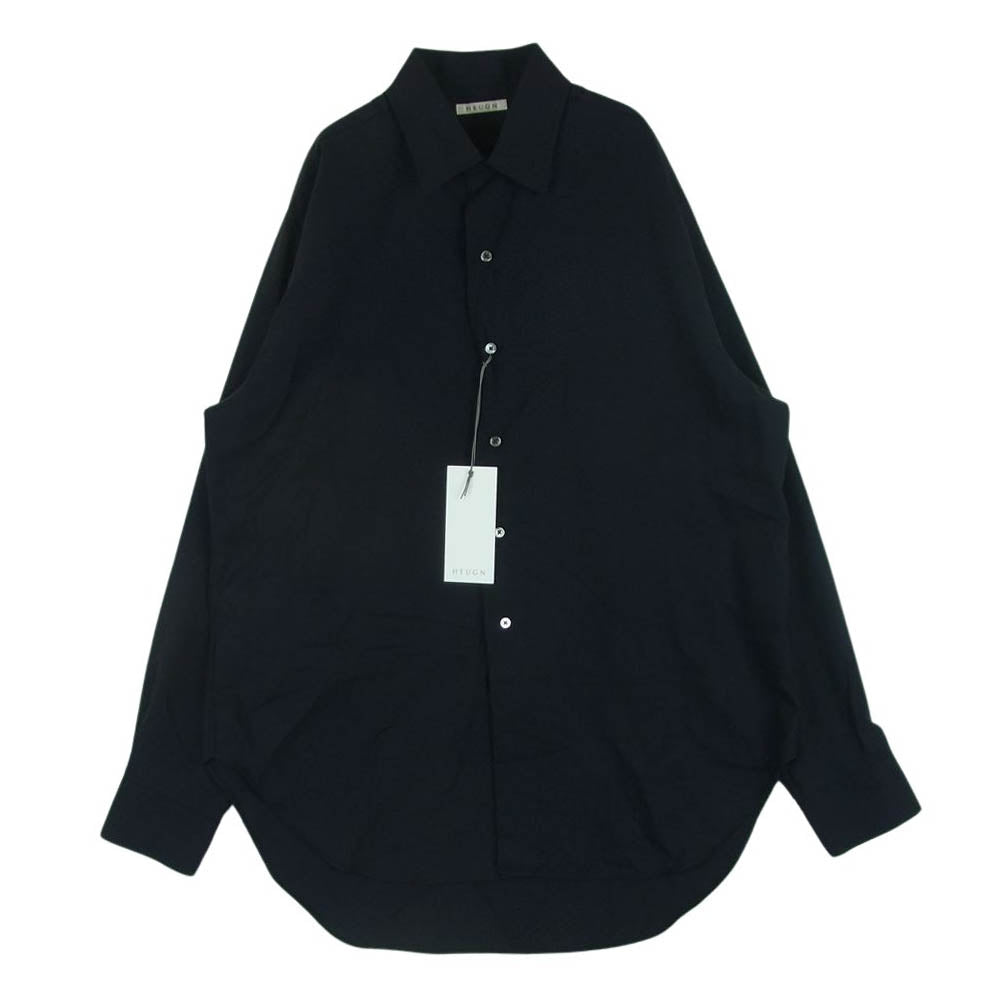 ユーゲン SHIRT074 ALAN WOOL ONE-PIECE COLLAR SHIRT ウール ワンピース カラー 長袖 シャツ ダークネイビー系 2【新古品】【未使用】【中古】