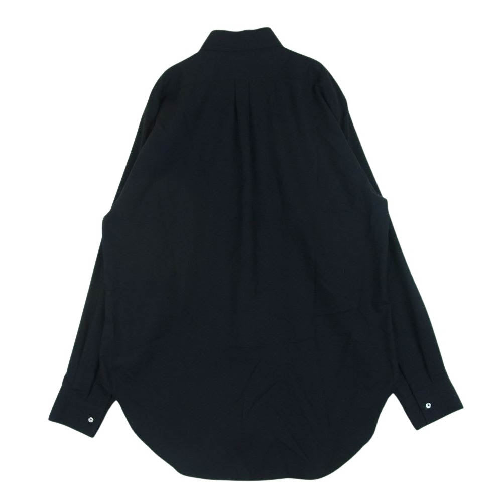 ユーゲン SHIRT074 ALAN WOOL ONE-PIECE COLLAR SHIRT ウール ワンピース カラー 長袖 シャツ ダークネイビー系 2【新古品】【未使用】【中古】