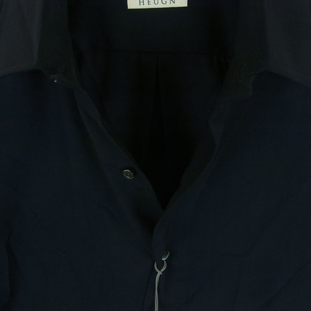 ユーゲン SHIRT074 ALAN WOOL ONE-PIECE COLLAR SHIRT ウール ワンピース カラー 長袖 シャツ ダークネイビー系 2【新古品】【未使用】【中古】