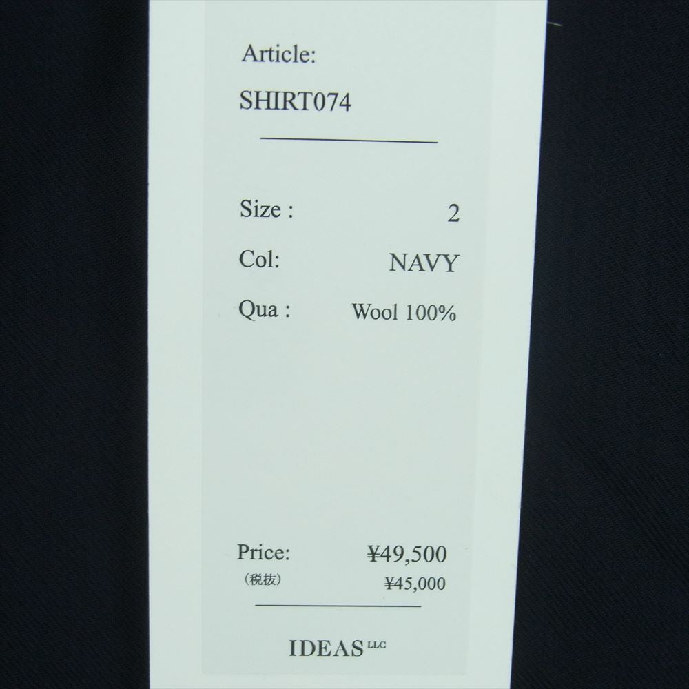 ユーゲン SHIRT074 ALAN WOOL ONE-PIECE COLLAR SHIRT ウール ワンピース カラー 長袖 シャツ ダークネイビー系 2【新古品】【未使用】【中古】