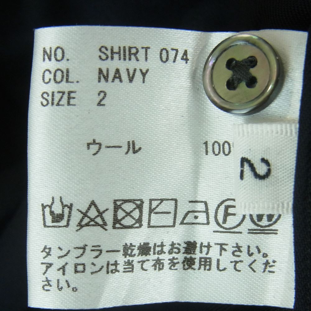 ユーゲン SHIRT074 ALAN WOOL ONE-PIECE COLLAR SHIRT ウール ワンピース カラー 長袖 シャツ ダークネイビー系 2【新古品】【未使用】【中古】