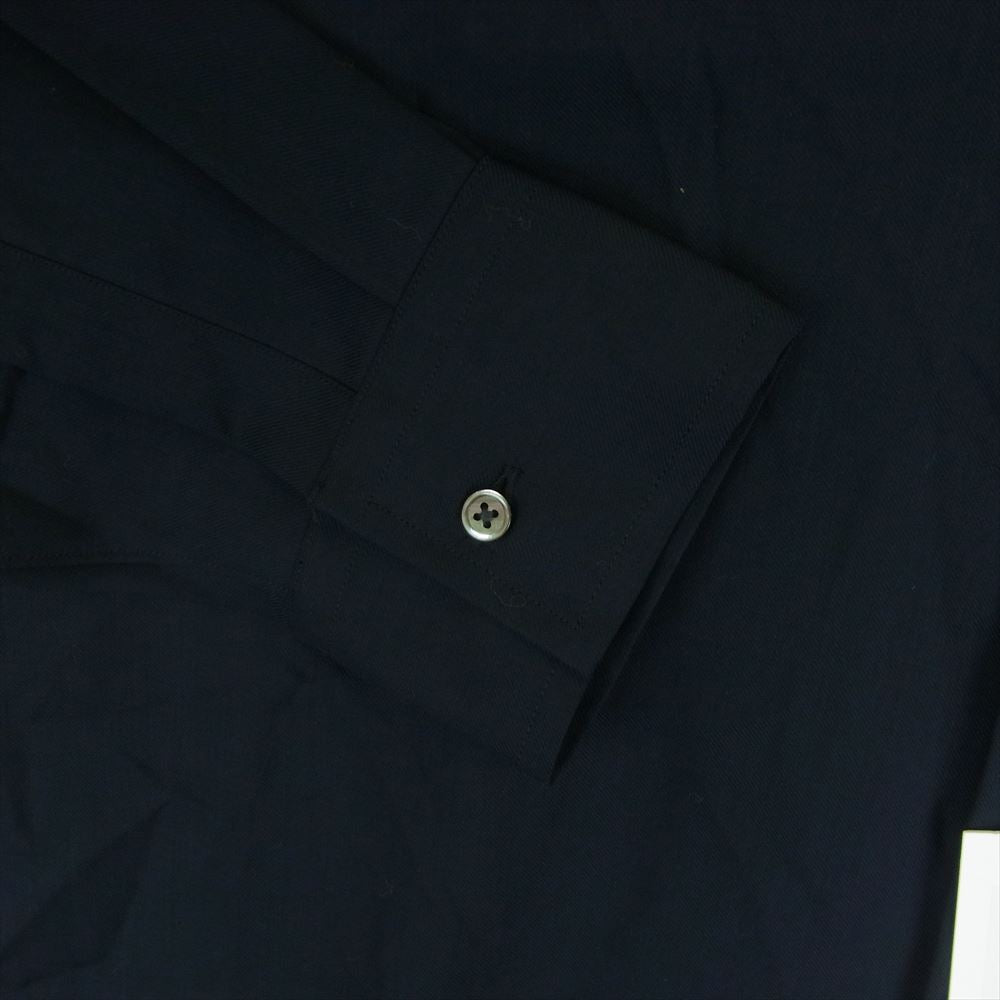 ユーゲン SHIRT074 ALAN WOOL ONE-PIECE COLLAR SHIRT ウール ワンピース カラー 長袖 シャツ ダークネイビー系 2【新古品】【未使用】【中古】