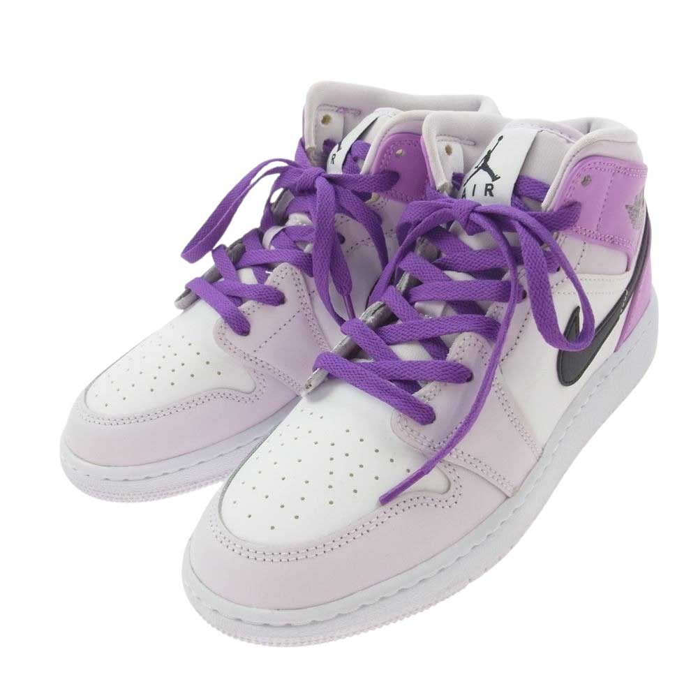 NIKE AIR JORDAN ナイキ ジョーダン DQ8423-501 GS Air Jordan 1 Mid Barely Grape AJ1 エアジョーダン ミッド ベアリーグレープ スニーカー パープル系 23.5cm【極上美品】【中古】