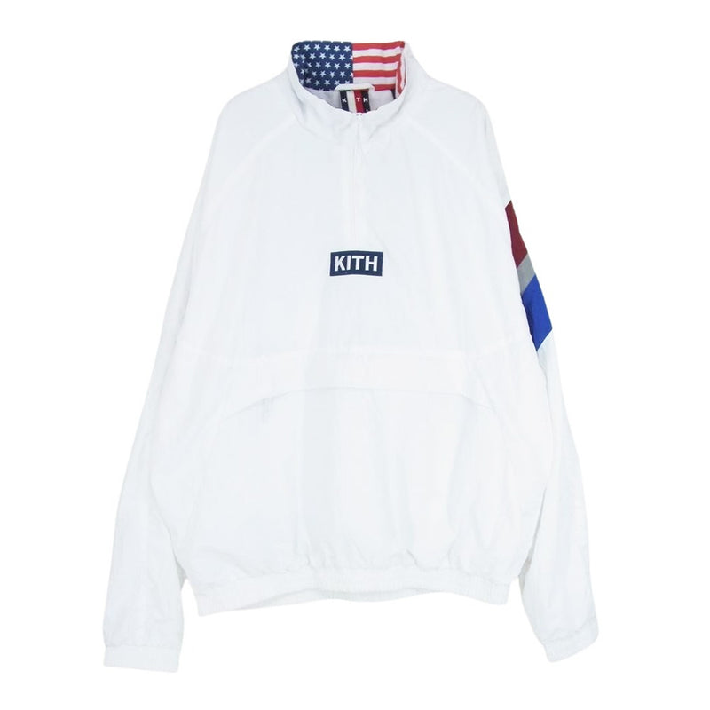 NIKE ナイキ KH1252 × KITH キズ RETRO QUARTER ZIP TRACK JACKET レトロ クオーター ジップ トラック ナイロン ジャケット ホワイト系 L【中古】