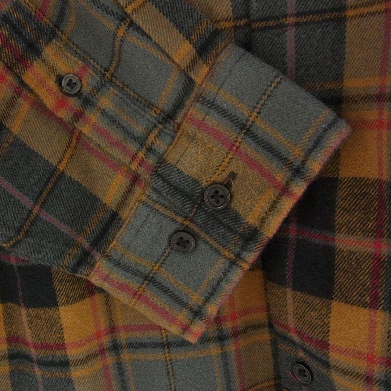 Supreme シュプリーム 22AW Plaid Flannel Shirt ロゴ刺繍 長袖 フランネル シャツ ブラウン系 グレー系 L【中古】