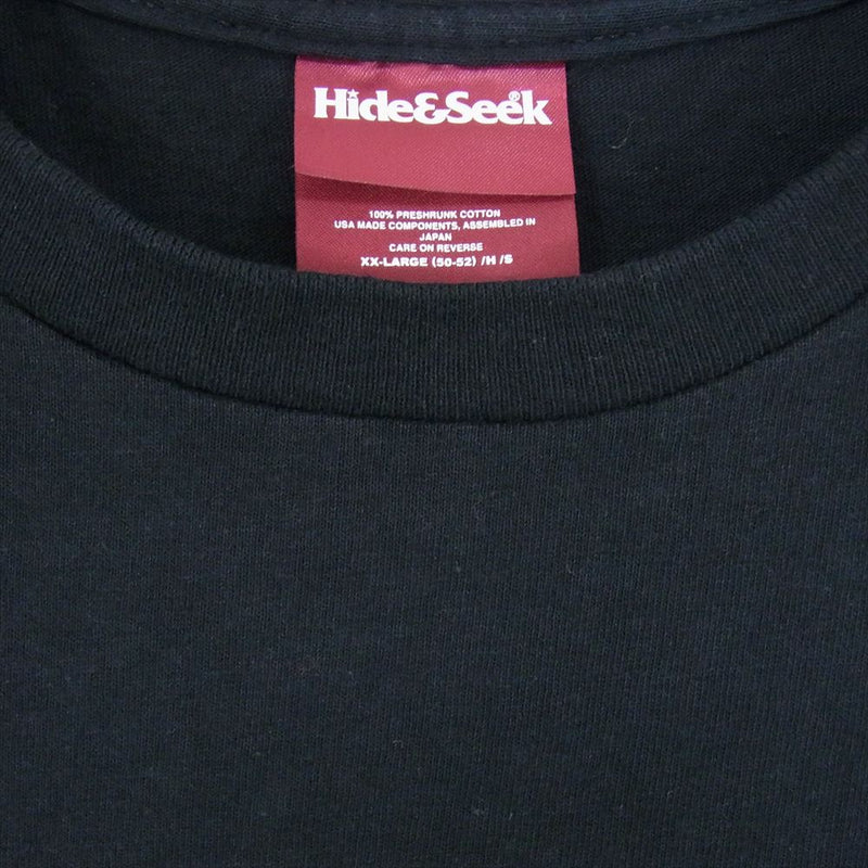 HideandSeek ハイドアンドシーク 24SS HT-040524 FAR EAST 1995 S/S Tee フロント ロゴ プリント 半袖 Tシャツ カットソー ブラック系 XXL【中古】