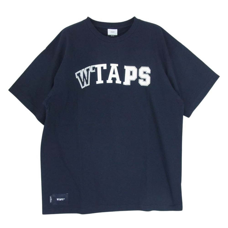 WTAPS ダブルタップス 22SS 221ATDT-STM09S RANSOMSS COTTON ロゴ プリント 半袖 Tシャツ ネイビー系 X02【極上美品】【中古】