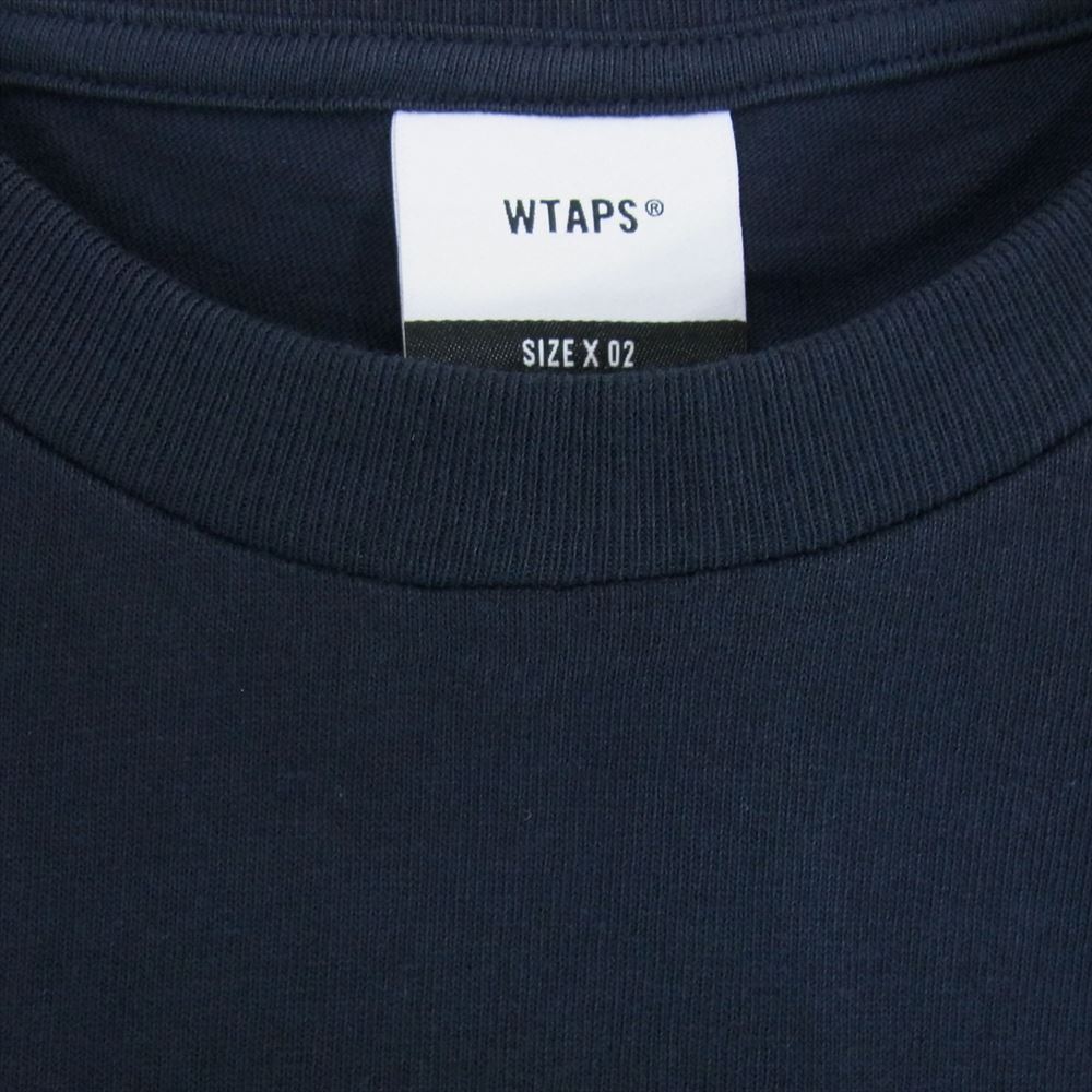 WTAPS ダブルタップス 22SS 221ATDT-STM09S RANSOMSS COTTON ロゴ プリント 半袖 Tシャツ ネイビー系 X02【極上美品】【中古】