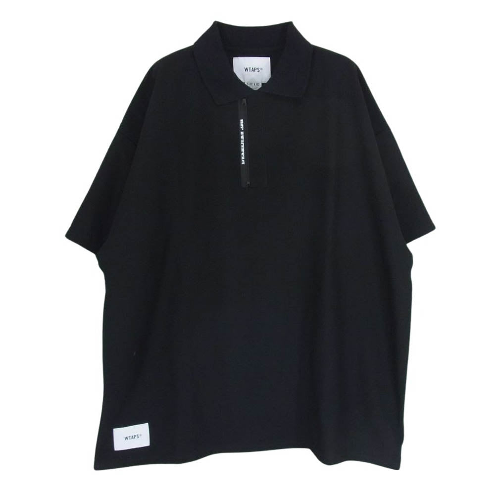 WTAPS ダブルタップス 23SS 231ATDT-CSM35 PARALLEL / SS / POLY ハーフジップ 半袖 ポロシャツ ブラック系 02【極上美品】【中古】