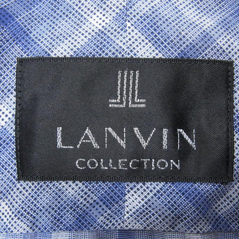 LANVIN ランバン COLLECTION ボタンダウン チェック 長袖 シャツ ブルー系 LB【中古】