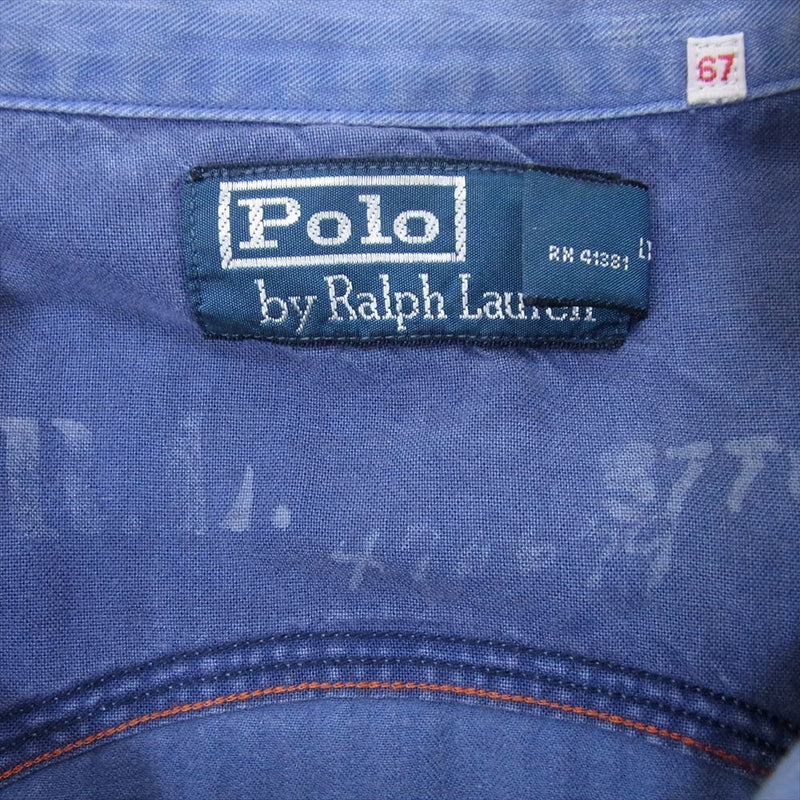 POLO RALPH LAUREN ポロ・ラルフローレン HBT ヘリンボーン ワークシャツ ブルー系 S【中古】