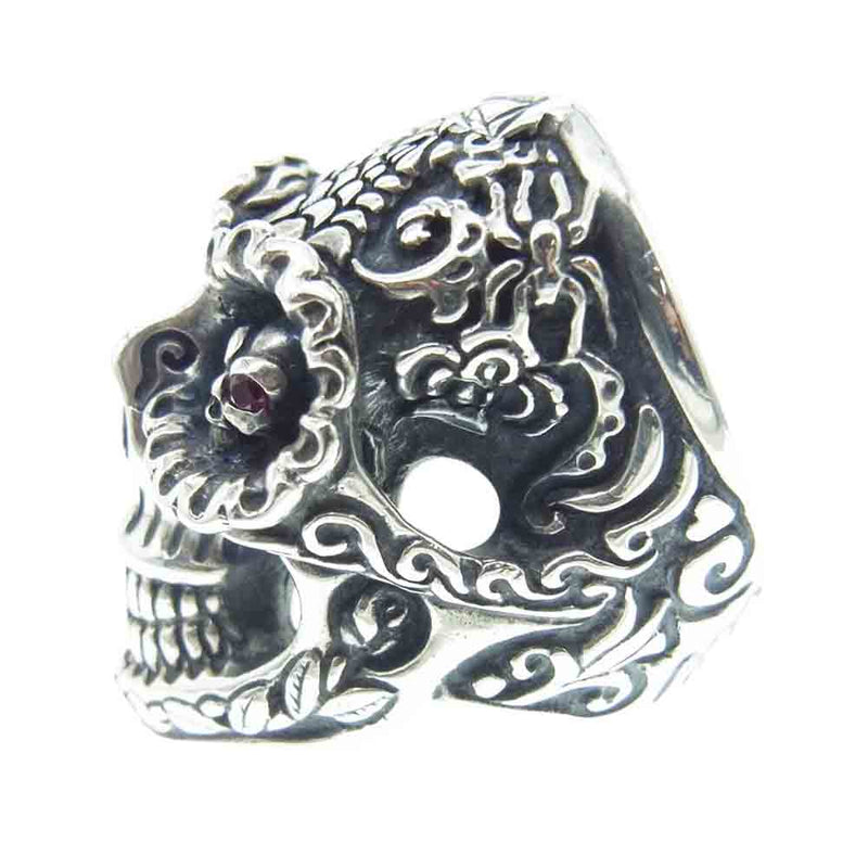 BILL WALL LEATHER ビルウォールレザー R407 ギャランティ付属 Day of the Dead Ruby Stones Master Skull Ring デイオブザデッド ルビーストーン メキシカン マスタースカル リング シルバー系 20号【中古】