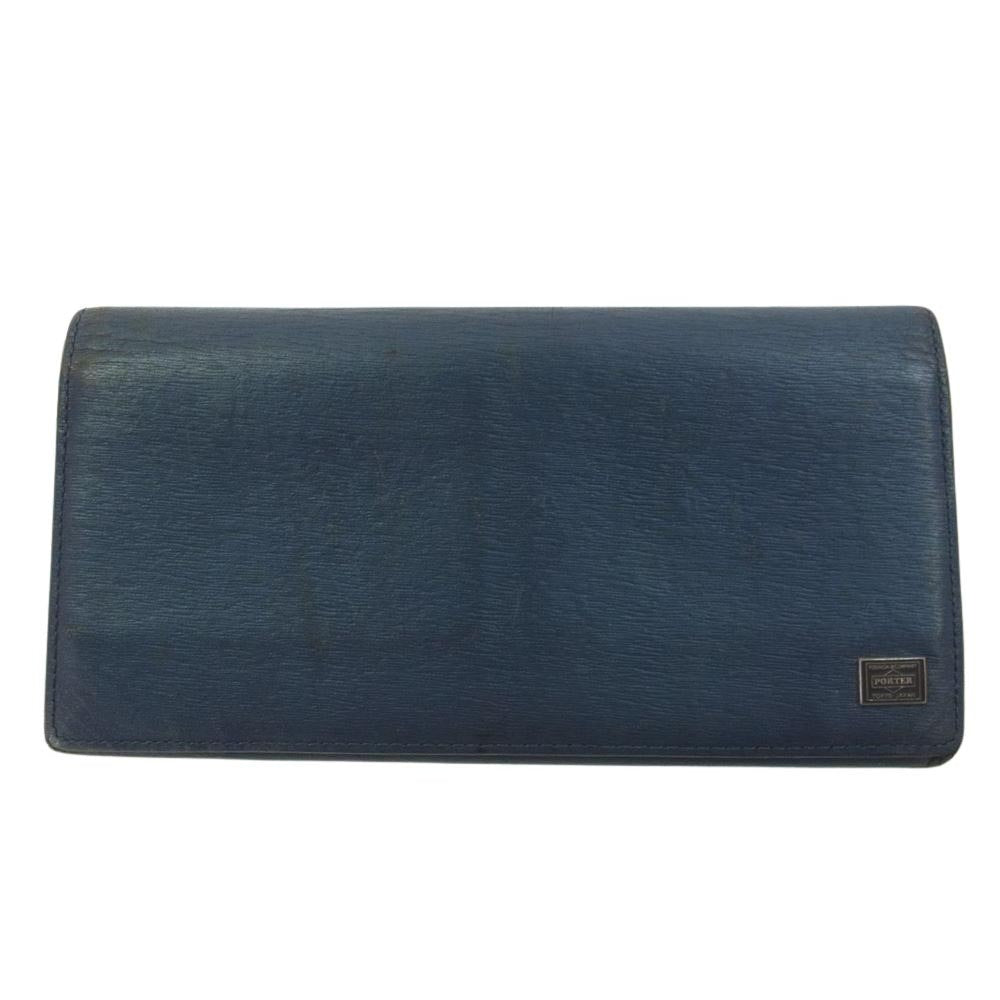 PORTER ポーター 052-02201 CURRENT カレント 二つ折り 長財布 ロング ウォレット ネイビー系【中古】