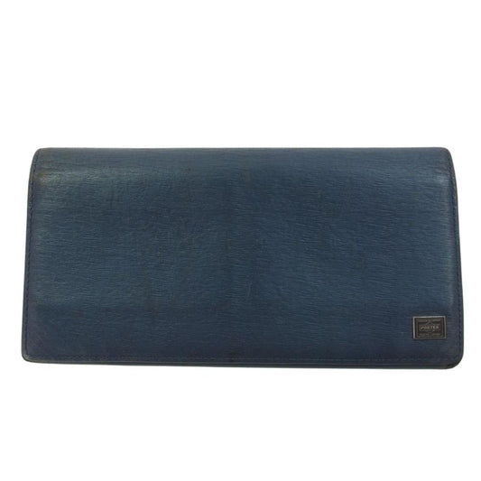 PORTER ポーター 052-02201 CURRENT カレント 二つ折り 長財布 ロング ウォレット ネイビー系【中古】