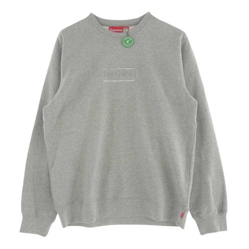 Supreme シュプリーム 20SS Cutout Logo Crewneck Sweatshirt カットアウト ボックスロゴ クルーネック スウェット トレーナー グレー系 L【中古】