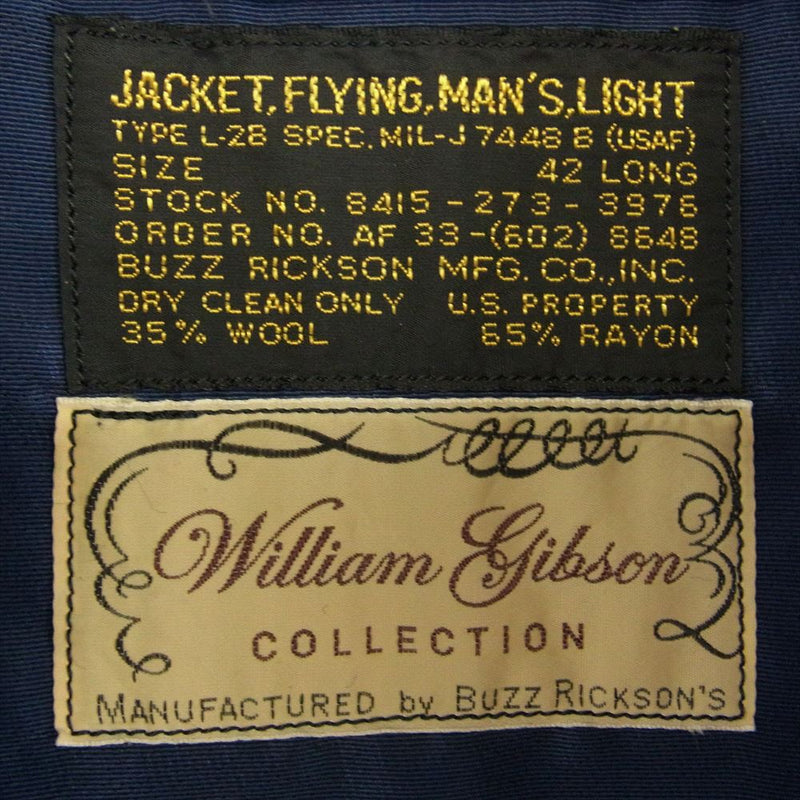 Buzz Rickson's バズリクソンズ BR13175 WILLIAM GIBSON COLLECTION Type BLACK L-2B LONG ウィリアムギブソン フライト ジャケット ロング ブラック系 42【中古】