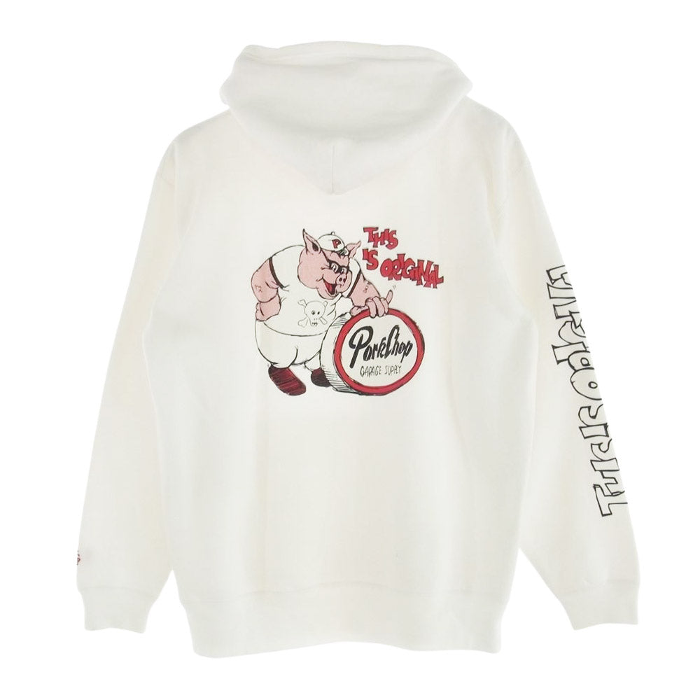 ポークチョップガレージサプライ THIS IS ORIGINAL HOODIE ディスイズオリジナル フーディ プルオーバー パーカー ホワイト系 L【中古】