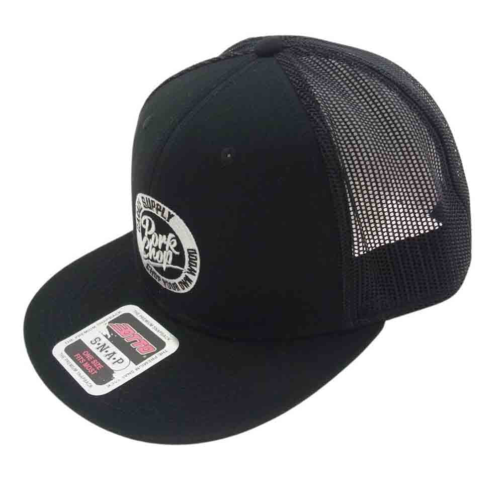 ポークチョップガレージサプライ STENCIL CS MESH CAP ステンシル サークルロゴ メッシュキャップ 帽子 ブラック系【極上美品】【中古】