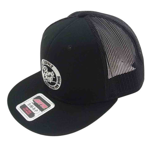 ポークチョップガレージサプライ STENCIL CS MESH CAP ステンシル サークルロゴ メッシュキャップ 帽子 ブラック系【極上美品】【中古】
