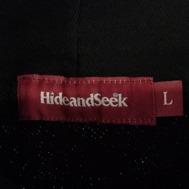 HideandSeek ハイドアンドシーク 23AW HC-100623 Team Hooded Sweat Shirt チーム フーデッド スウェットシャツ プルオーバー パーカー ブラック系 L【極上美品】【中古】