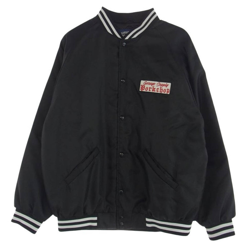 ポークチョップガレージサプライ 23AW SATIN SPORT JKT サテン スポーツ ジャケット ブルゾン ブラック系 L【美品】【中古】