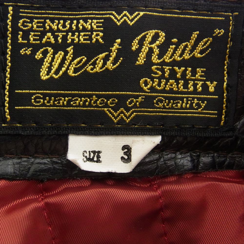 ウエストライド バッファローレザー キルティングポケット 裏地キルティング パンツ ブラック系 32【中古】