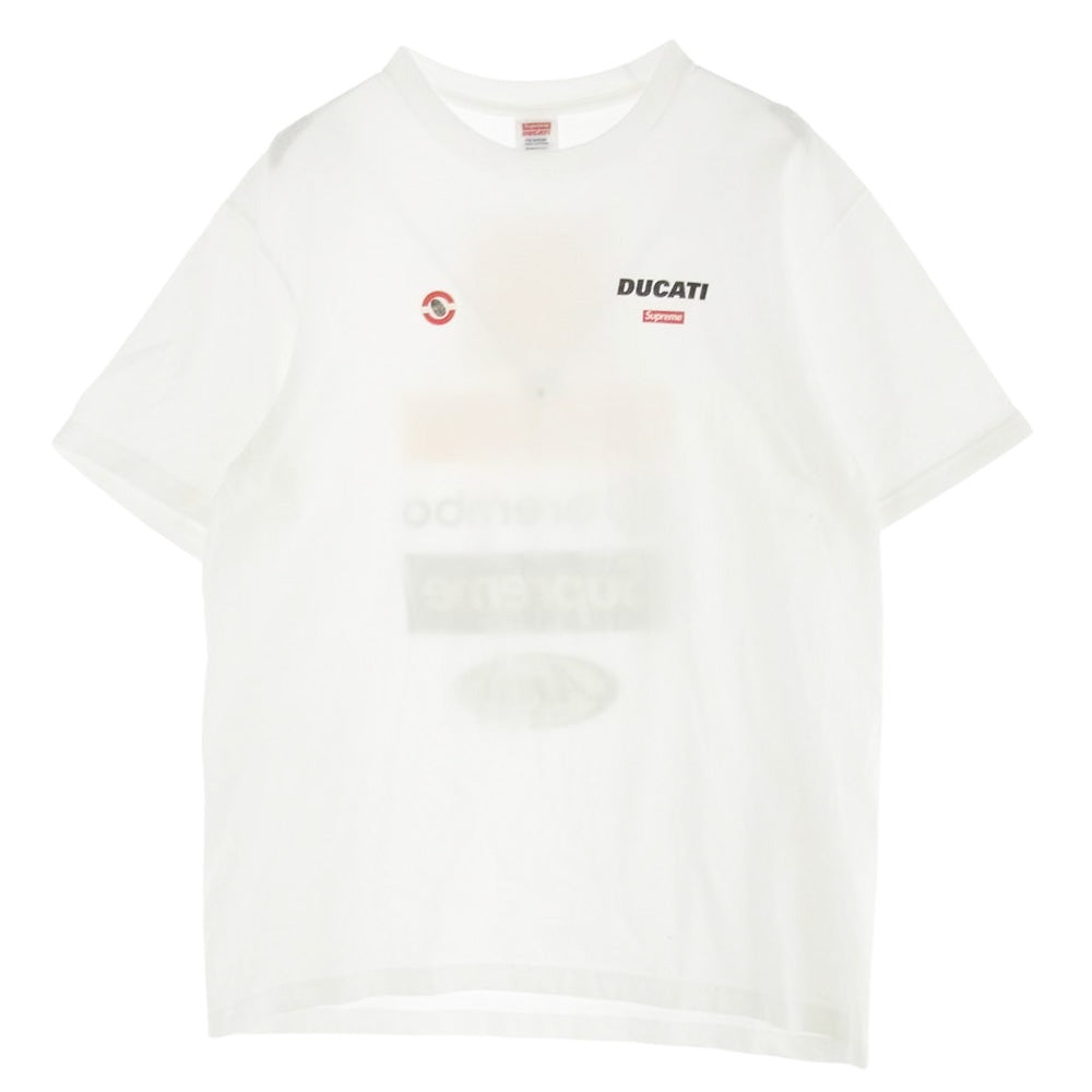 Supreme シュプリーム 24SS × Ducati Logos Tee White ドゥカティ ロゴ バックプリント 半袖 クルーネック Tシャツ  ホワイト系 M【中古】