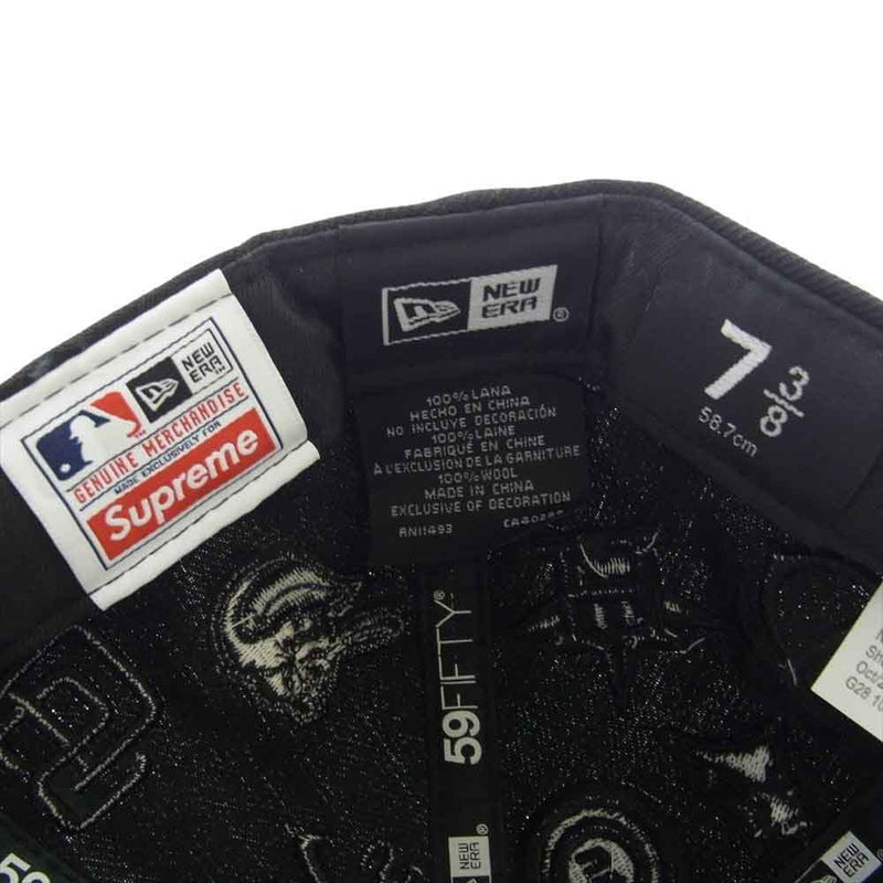 Supreme シュプリーム 20SS × MLB New Era エムエルビー ニューエラ ボックスロゴ 刺繍 キャップ ブラック系 58.7cm【中古】