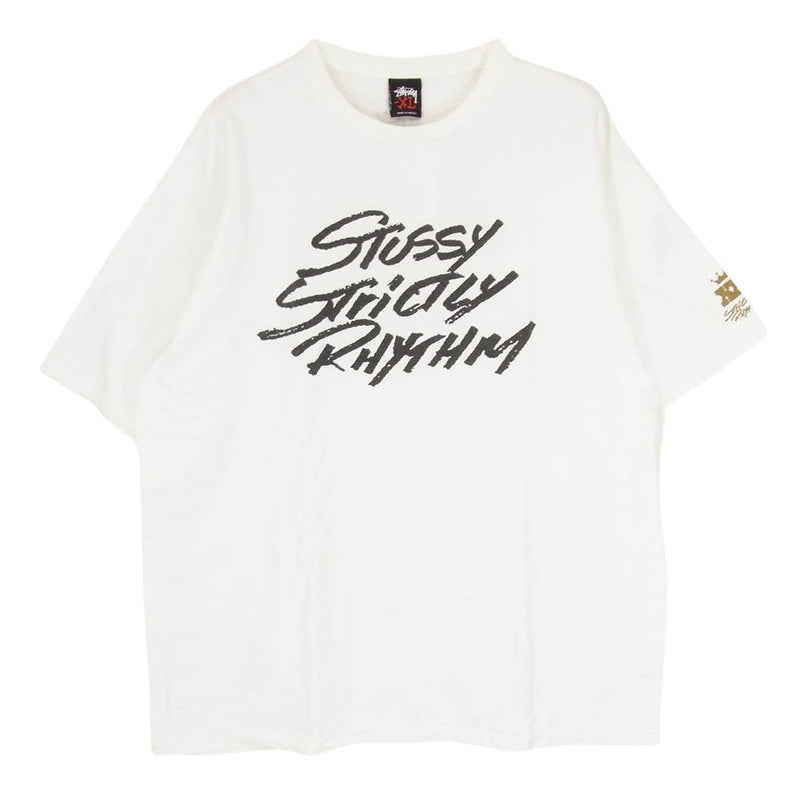 STUSSY ステューシー Strictly RHYTHM Anniversary ショートスリーブ クルーネック 半袖 Tシャツ 30周年 ホワイト系 XL【中古】