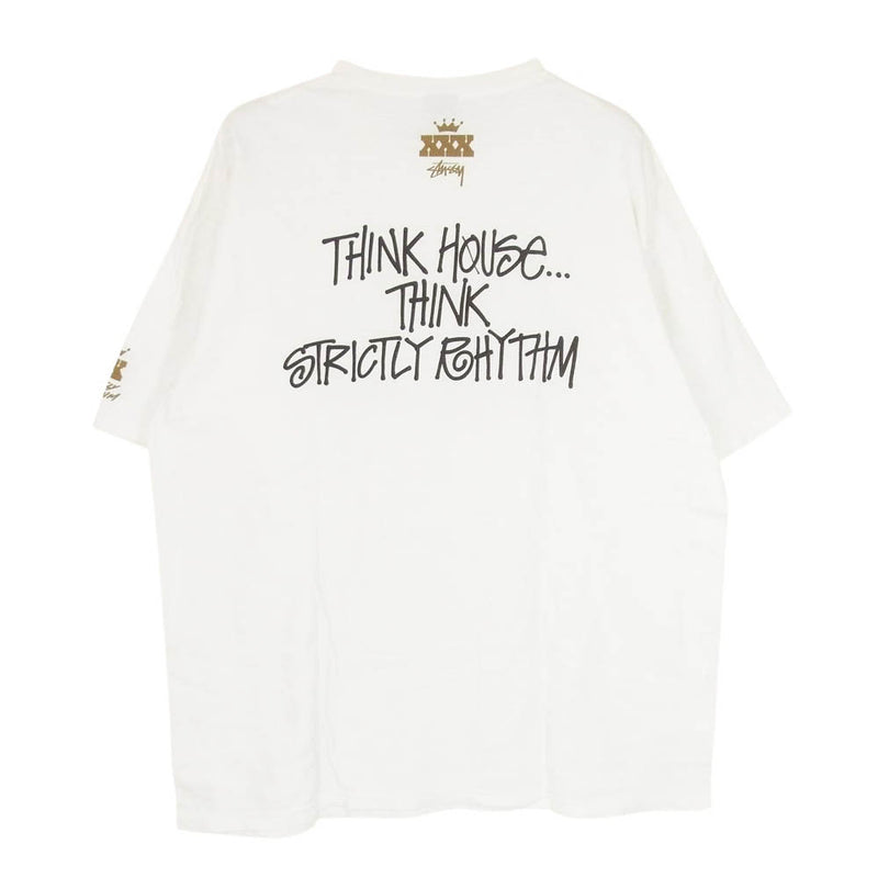 STUSSY ステューシー Strictly RHYTHM Anniversary ショートスリーブ クルーネック 半袖 Tシャツ 30周年 ホワイト系 XL【中古】