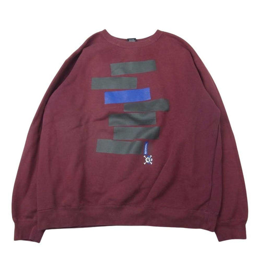 STUSSY ステューシー skull sweatshirts スカル クルーネック スウェット エンジ系 XL【中古】