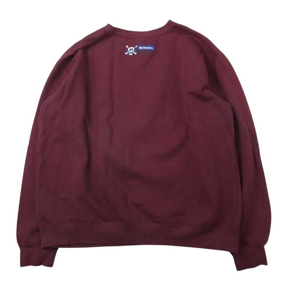 STUSSY ステューシー skull sweatshirts スカル クルーネック スウェット エンジ系 XL【中古】