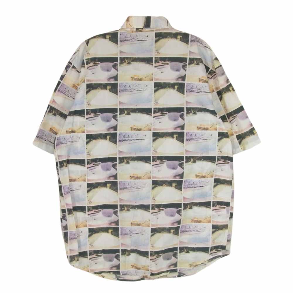 STUSSY ステューシー 90s 00s 紺タグ  バンク フォト プリント 総柄 半袖 シャツ  ホワイト系 L【中古】
