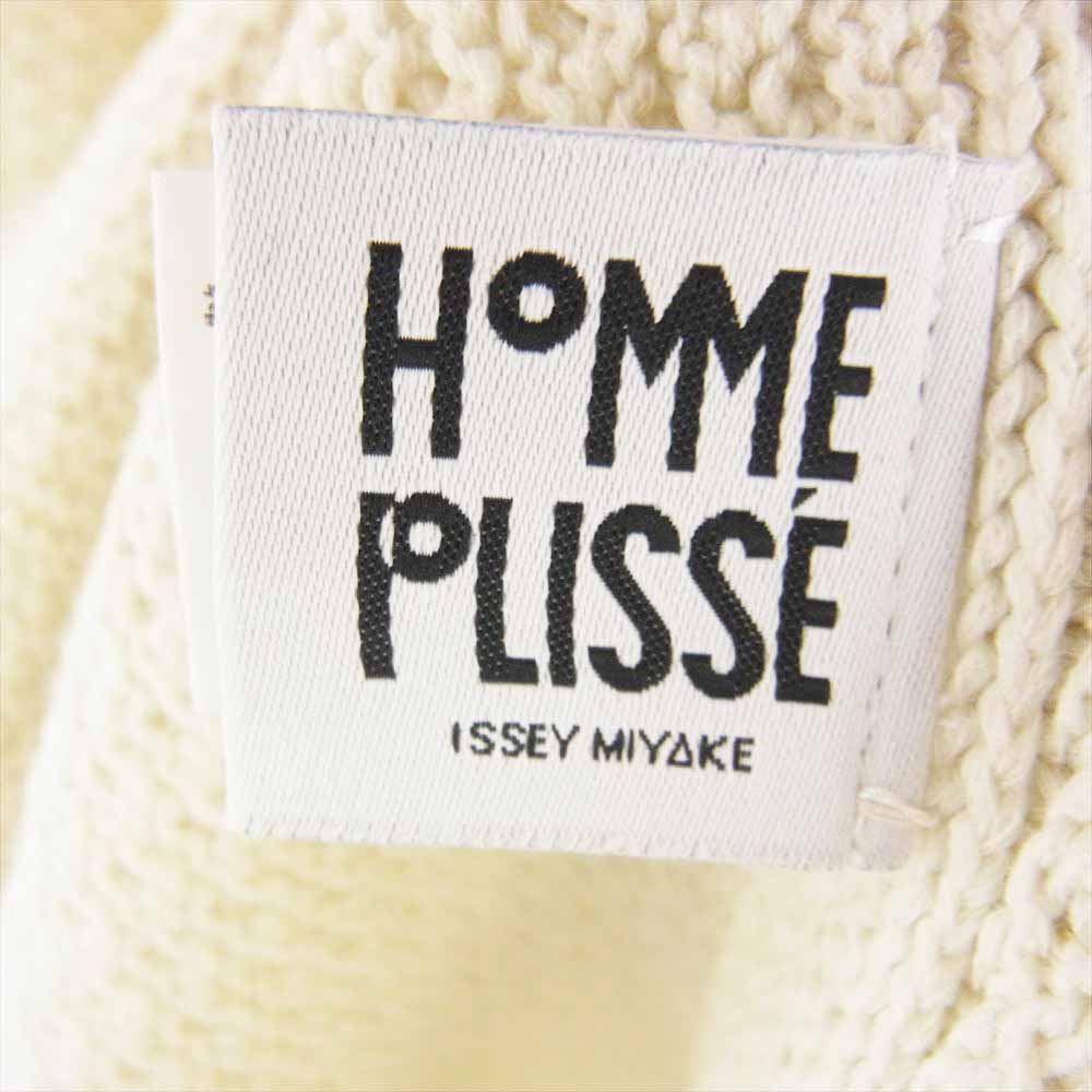 HOMME PLISSE ISSEY MIYAKE オム プリッセ イッセイミヤケ HP21KN211 ワッフル クルーネック ニット プルオーバー セーター オフホワイト系【中古】