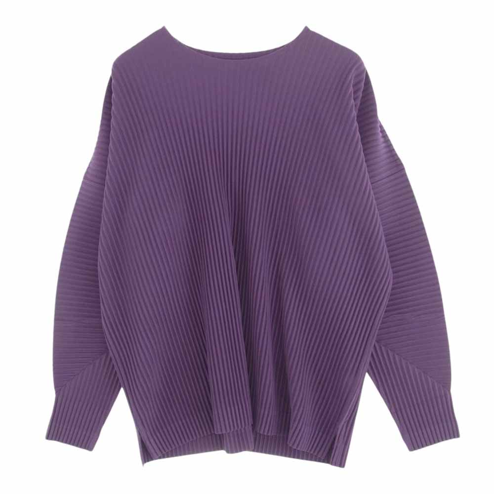 HOMME PLISSE ISSEY MIYAKE オム プリッセ イッセイミヤケ 24AW HP43JK361 TUCKED T-SHIRT 長袖丸首トップ タックドロングスリーブ Tシャツ パープル系 3【美品】【中古】