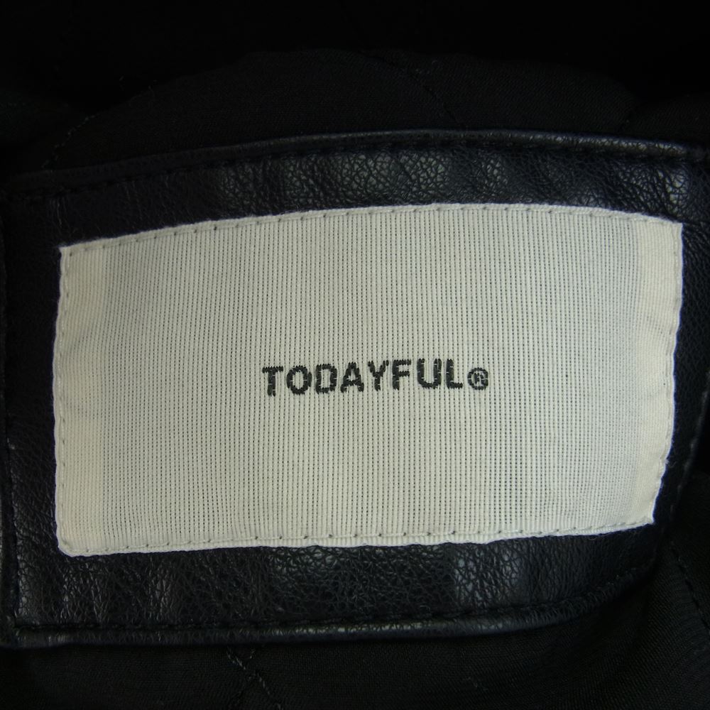 トゥデイフル 12020102 EcoLeather Over Jacket エコレザー オーバー ジャケット コート ブラック系 38【中古】