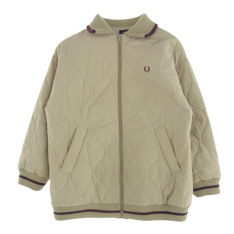 FRED PERRY フレッドペリー F6357 Padded Knit Collar Jacket パデッド ニットカラー ブルゾン 中綿キルティング ジャケット ベージュ系 UK10【中古】